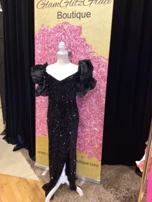 Puffy Sleeves Sequin Maxi Dress