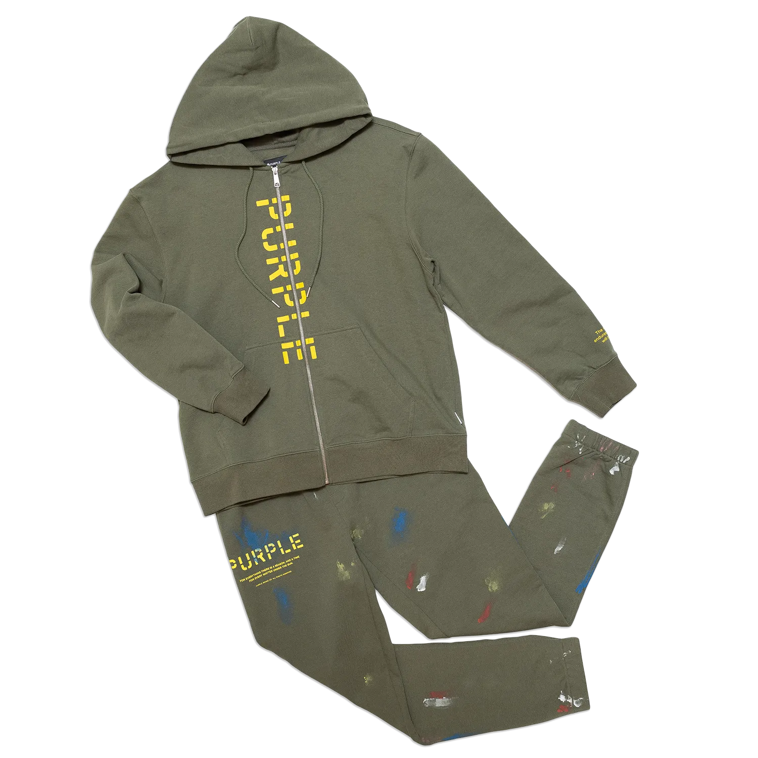 Purple Brand French Terry Military Stencil Logo Zip Hoody