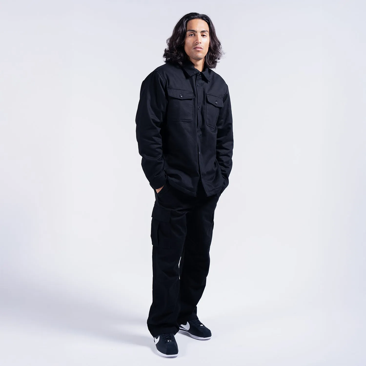 Quilted Lined Twill Shirt Jacket - Mens