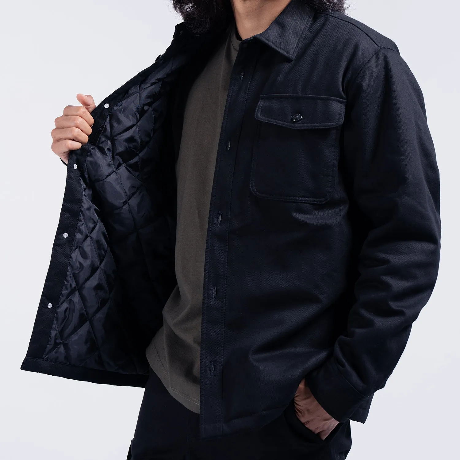 Quilted Lined Twill Shirt Jacket - Mens