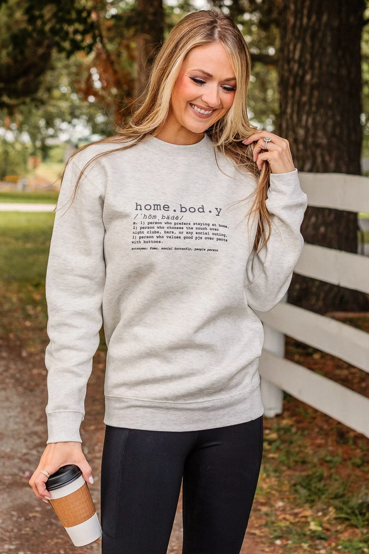 "Homebody" Crew Neck- Light Heather Grey