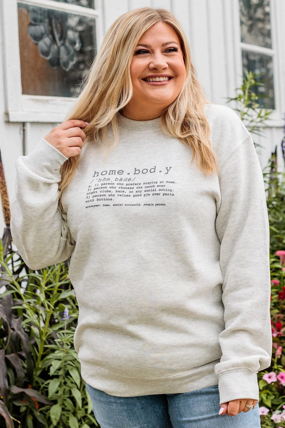 "Homebody" Crew Neck- Light Heather Grey
