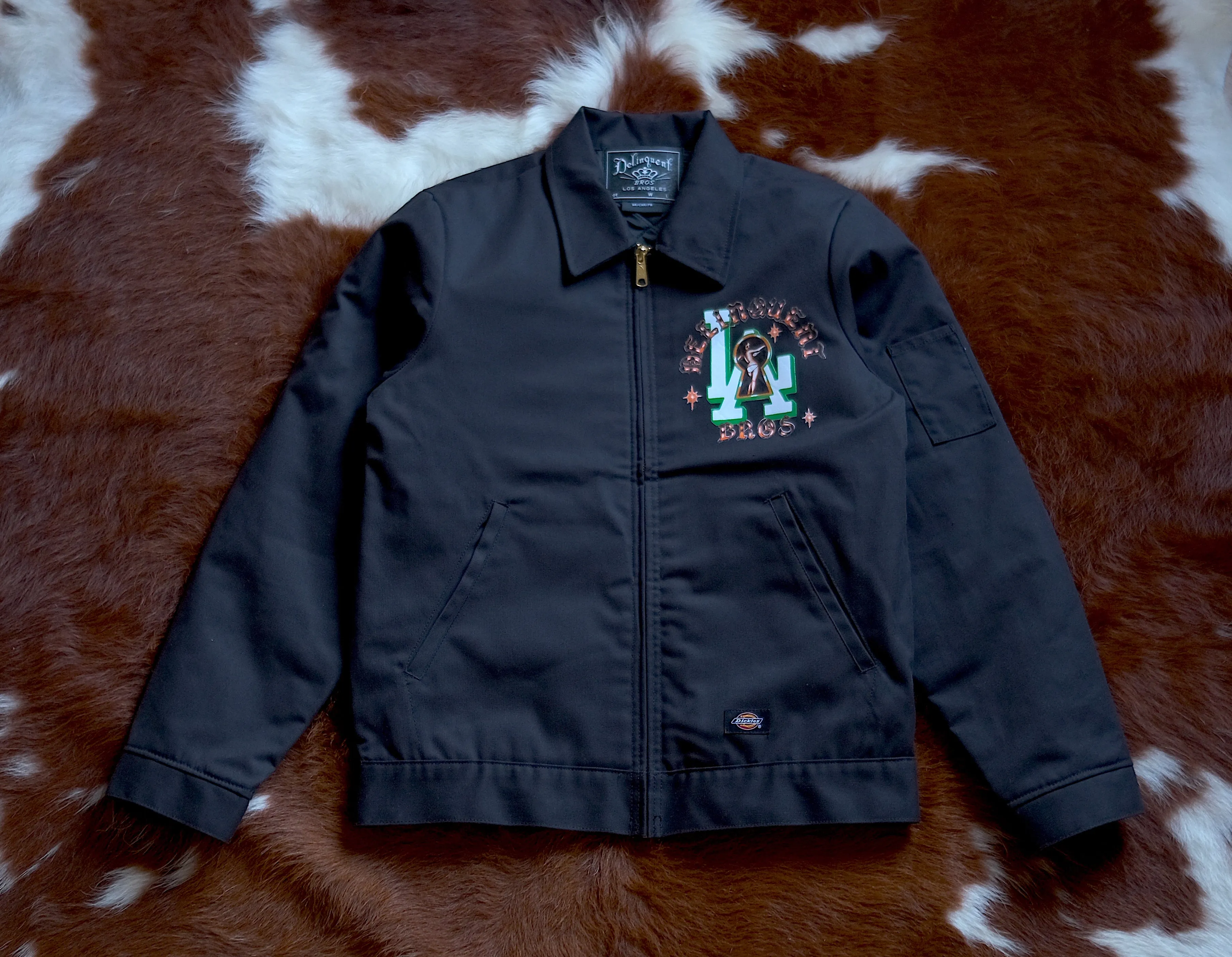 "Peek a Boo" Mechanic Jacket in Black.