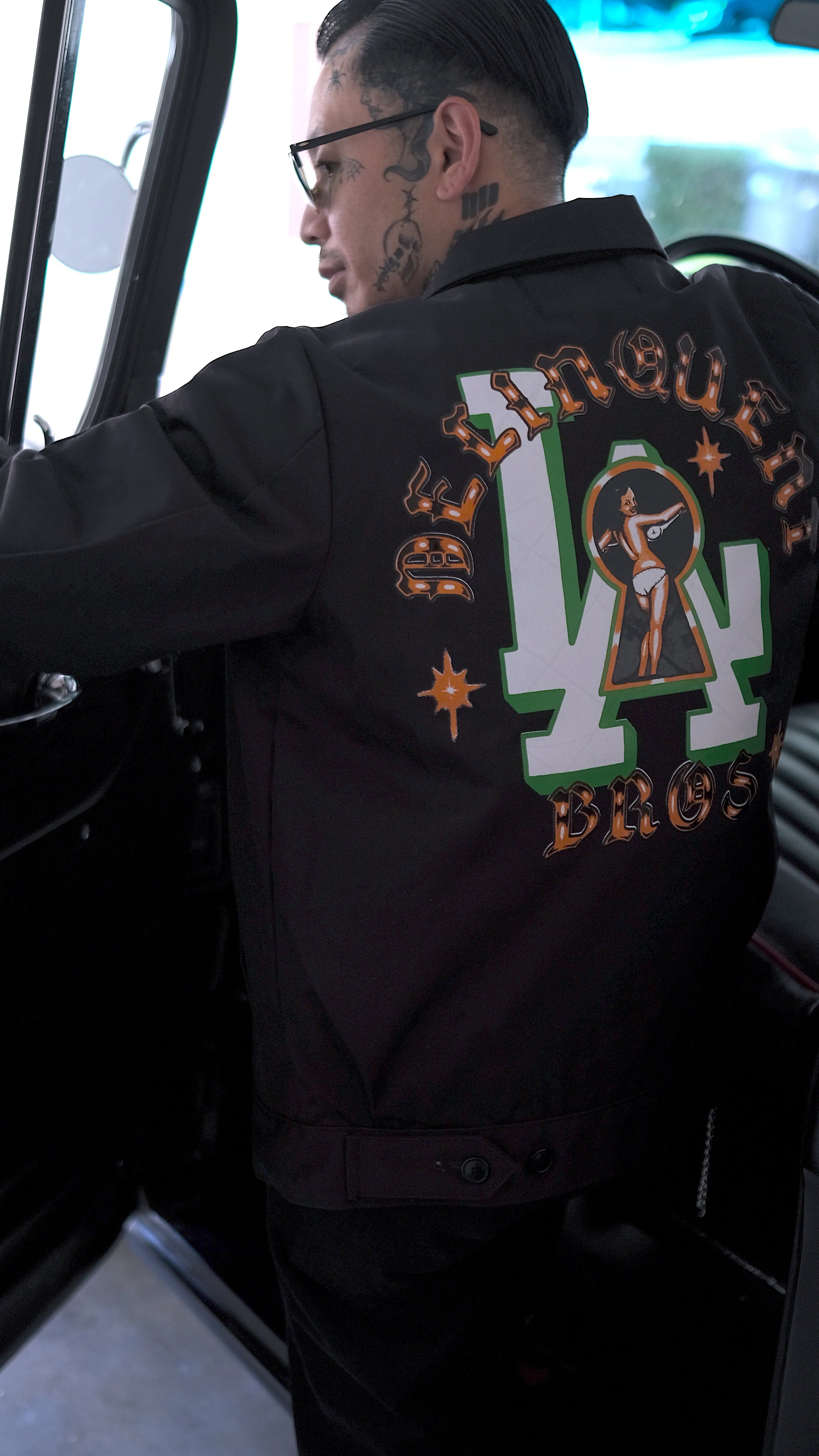 "Peek a Boo" Mechanic Jacket in Black.