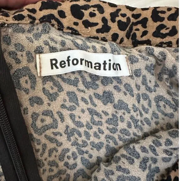 Reformation Bea Leopard Bengal Midi Skirt Size 0
