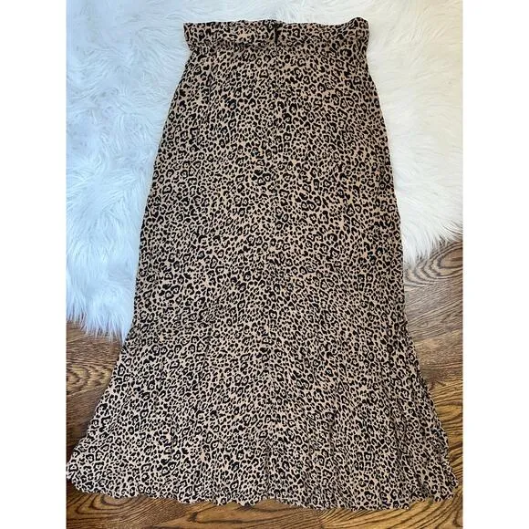 Reformation Bea Leopard Bengal Midi Skirt Size 0