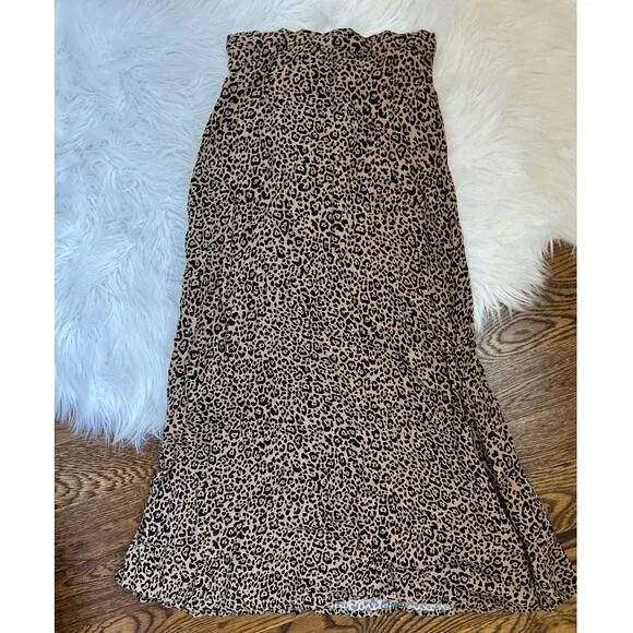 Reformation Bea Leopard Bengal Midi Skirt Size 0