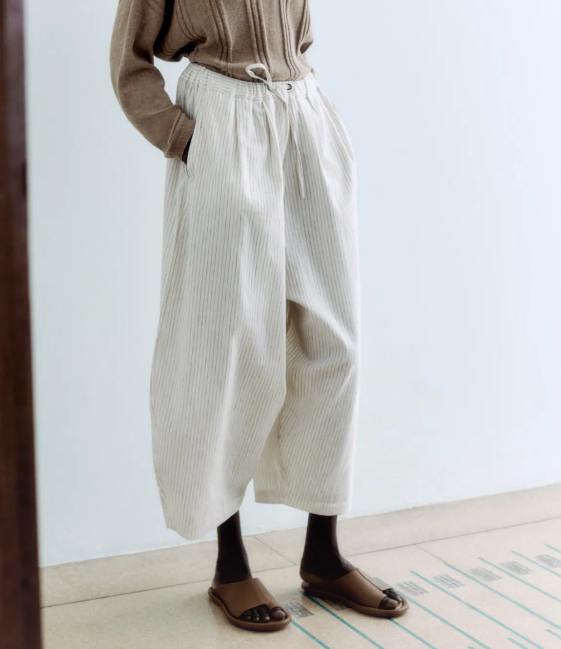 Relaxed Maxi Pants, Beige