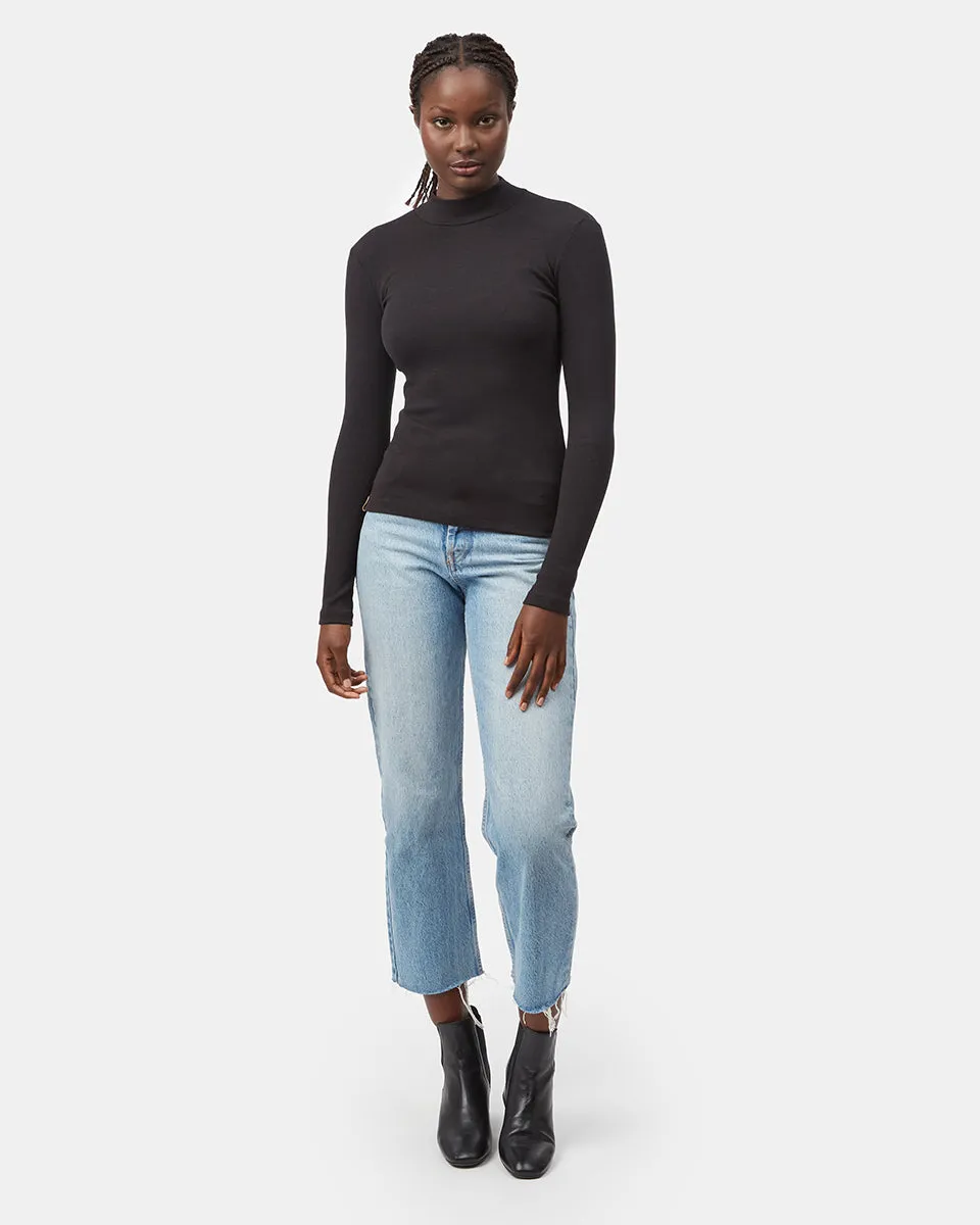 Rib Mock Neck Longsleeve