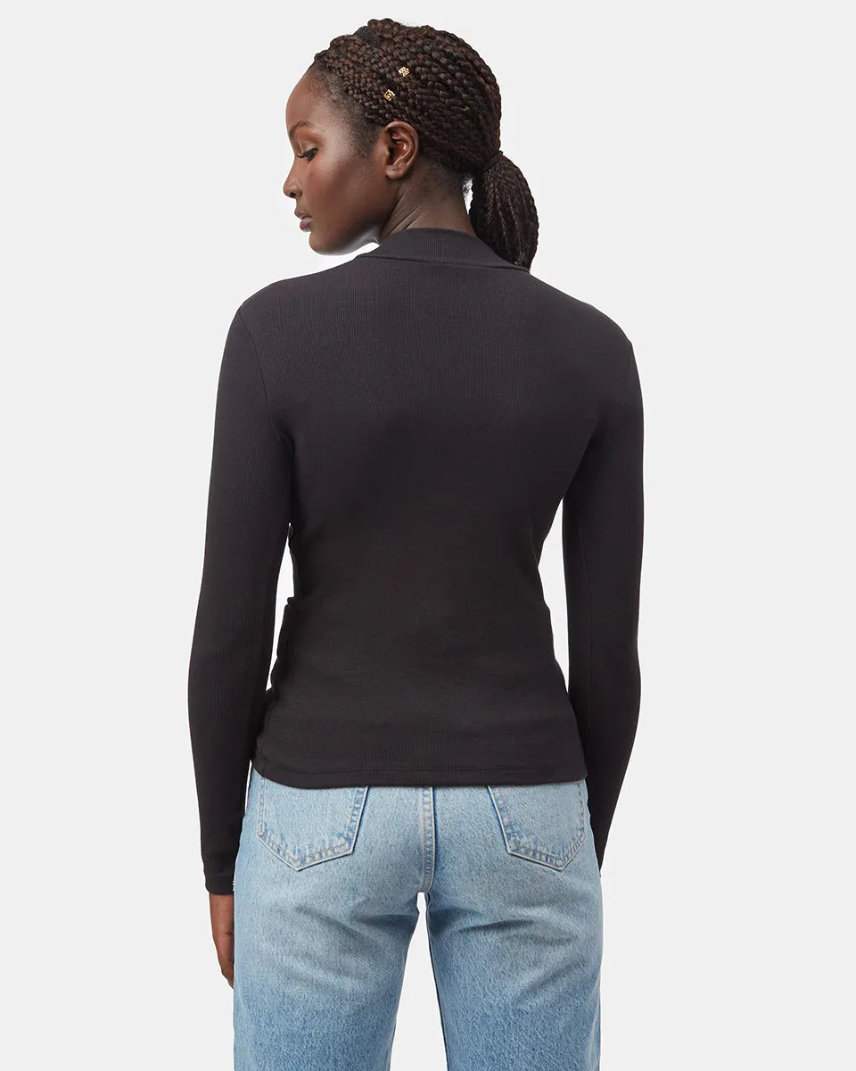 Rib Mock Neck Longsleeve