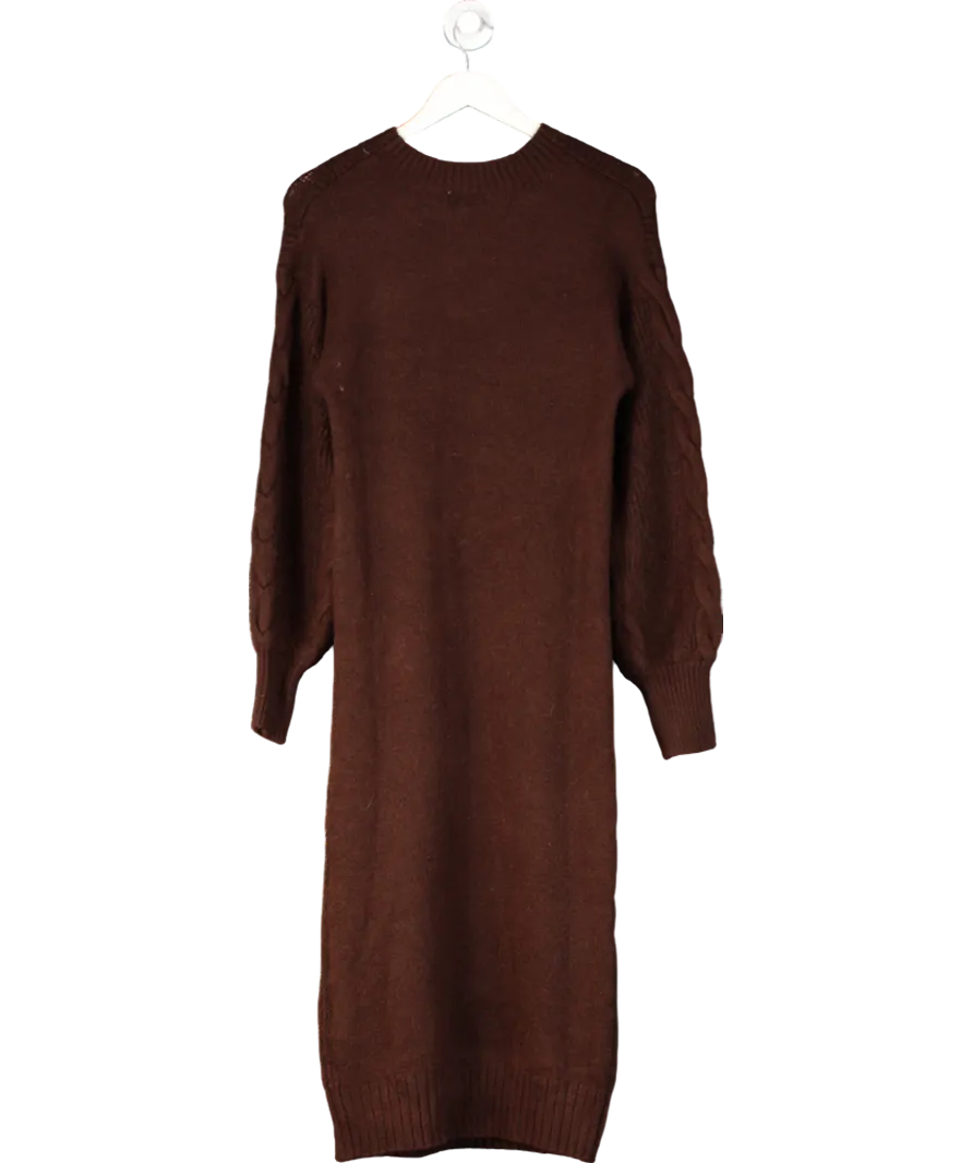 River Island Brown Plait Jumper Midi Dress UK XS