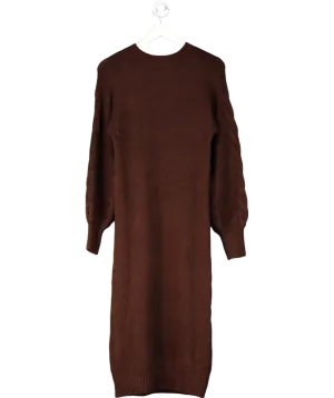 River Island Brown Plait Jumper Midi Dress UK XS