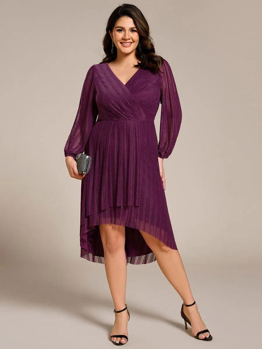 Robe d'invitée de mariage pailletée à manches longues grande taille