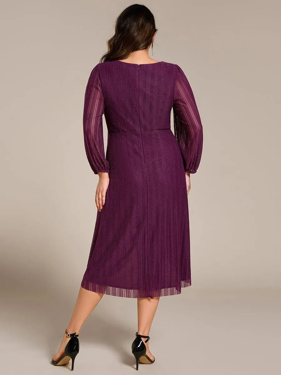 Robe d'invitée de mariage pailletée à manches longues grande taille