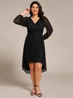 Robe d'invitée de mariage pailletée à manches longues grande taille