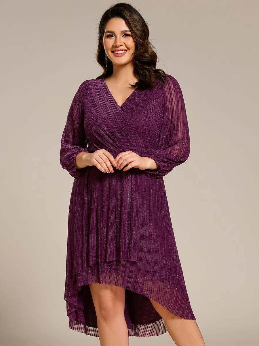 Robe d'invitée de mariage pailletée à manches longues grande taille