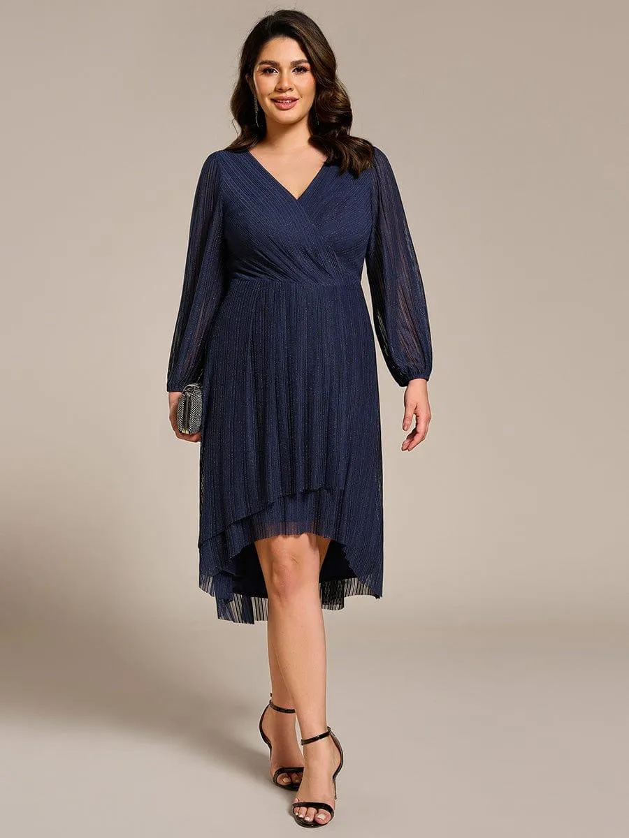 Robe d'invitée de mariage pailletée à manches longues grande taille