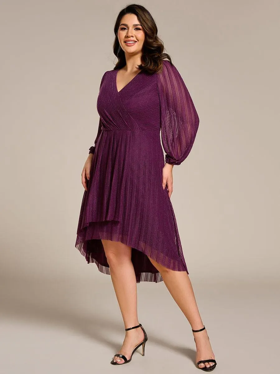 Robe d'invitée de mariage pailletée à manches longues grande taille