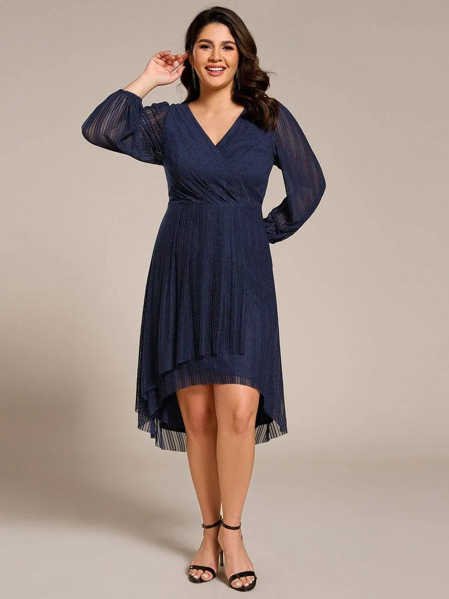 Robe d'invitée de mariage pailletée à manches longues grande taille