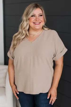 Room To Breathe V-Neck Top- Light Mocha