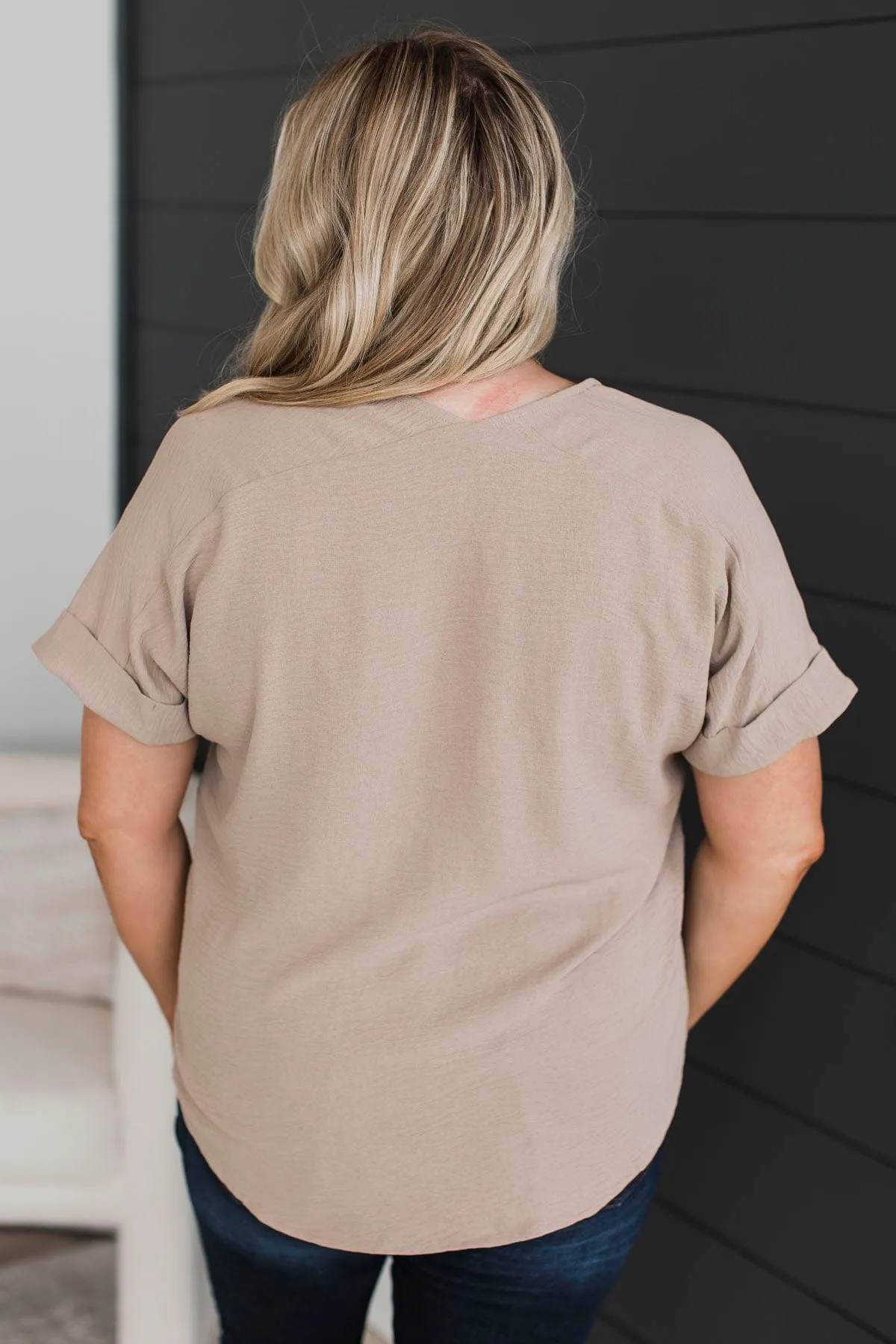 Room To Breathe V-Neck Top- Light Mocha