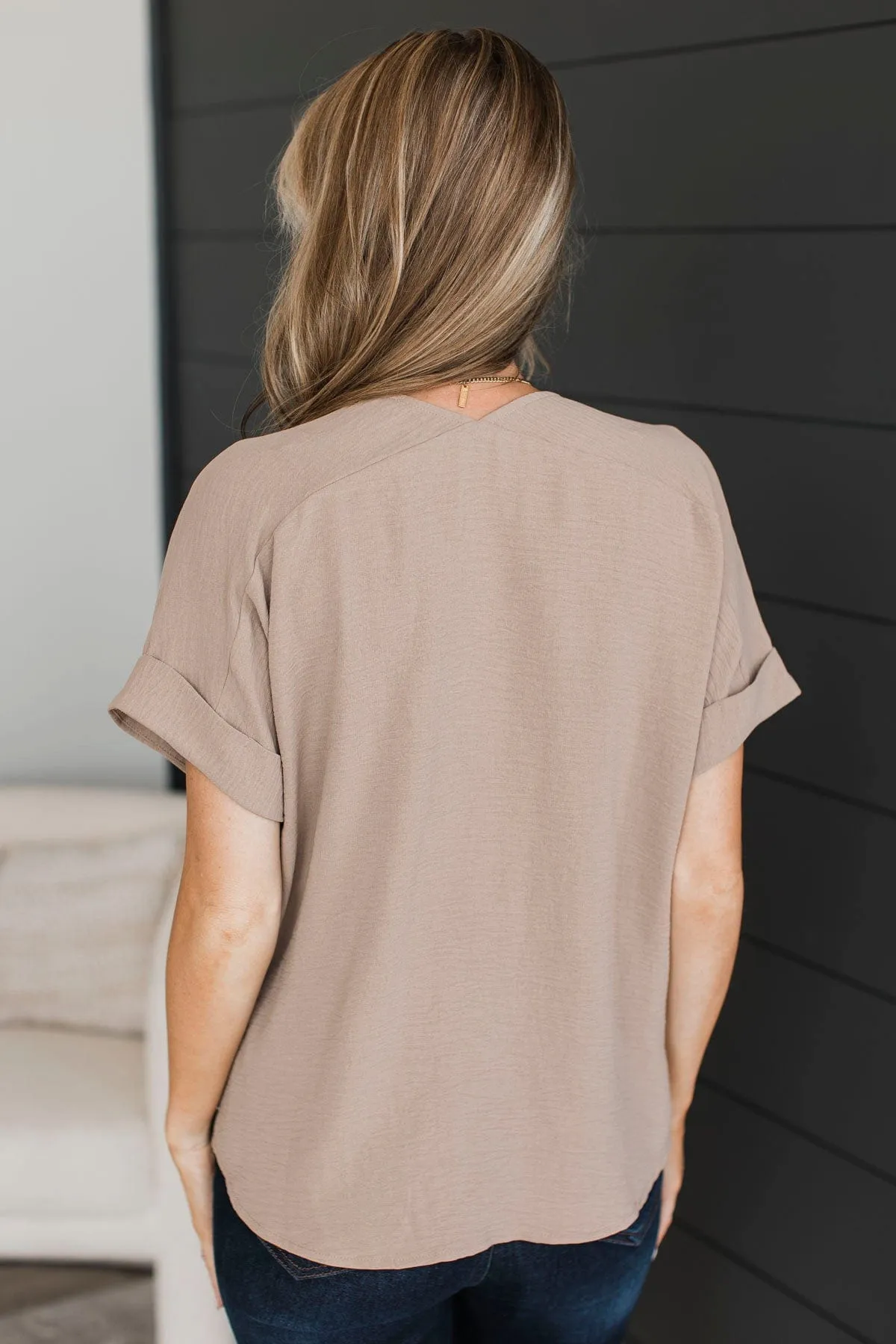 Room To Breathe V-Neck Top- Light Mocha