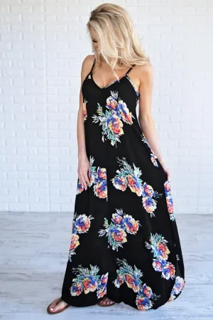 Rumor Has It Black Floral Dress