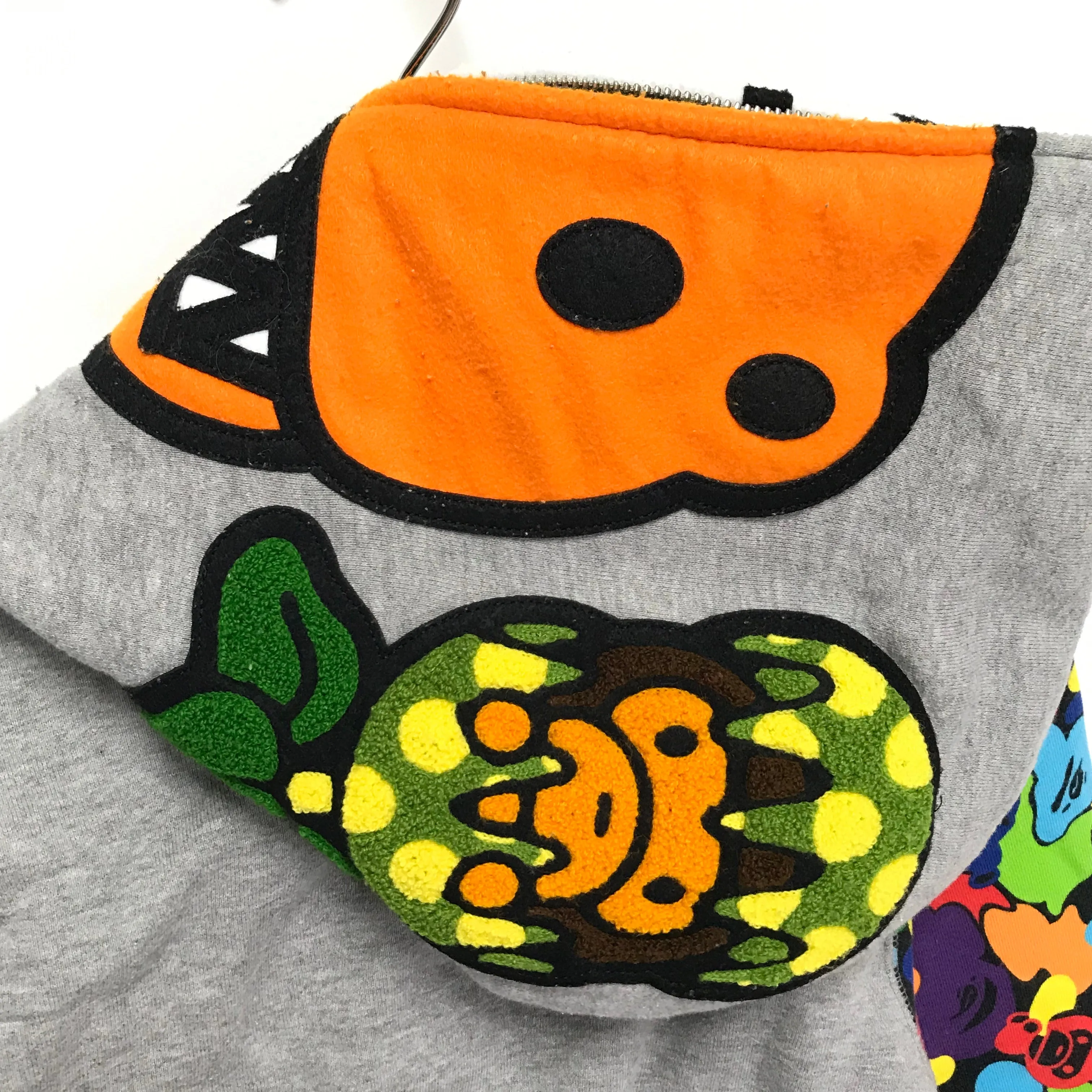 [S] A Bathing Ape Bape Jurassic Rex Full Zip Hoodie Grey