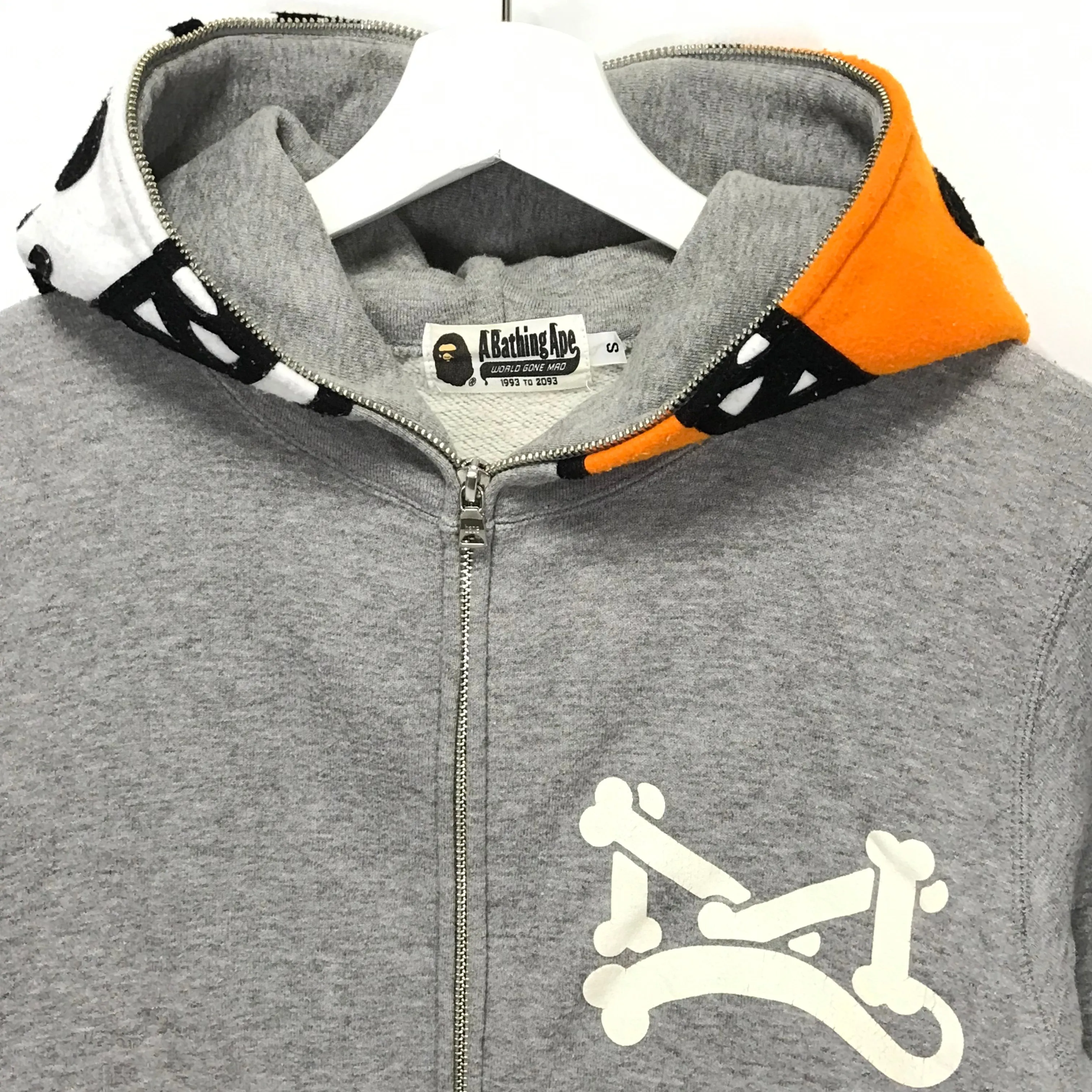 [S] A Bathing Ape Bape Jurassic Rex Full Zip Hoodie Grey
