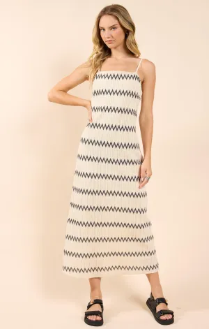 Sadie And Sage Way Out Zig Zag Weave Maxi Dress W Slit
