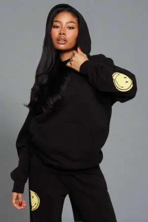 Samii Ryan Smiley® Black Oversized Hoodie