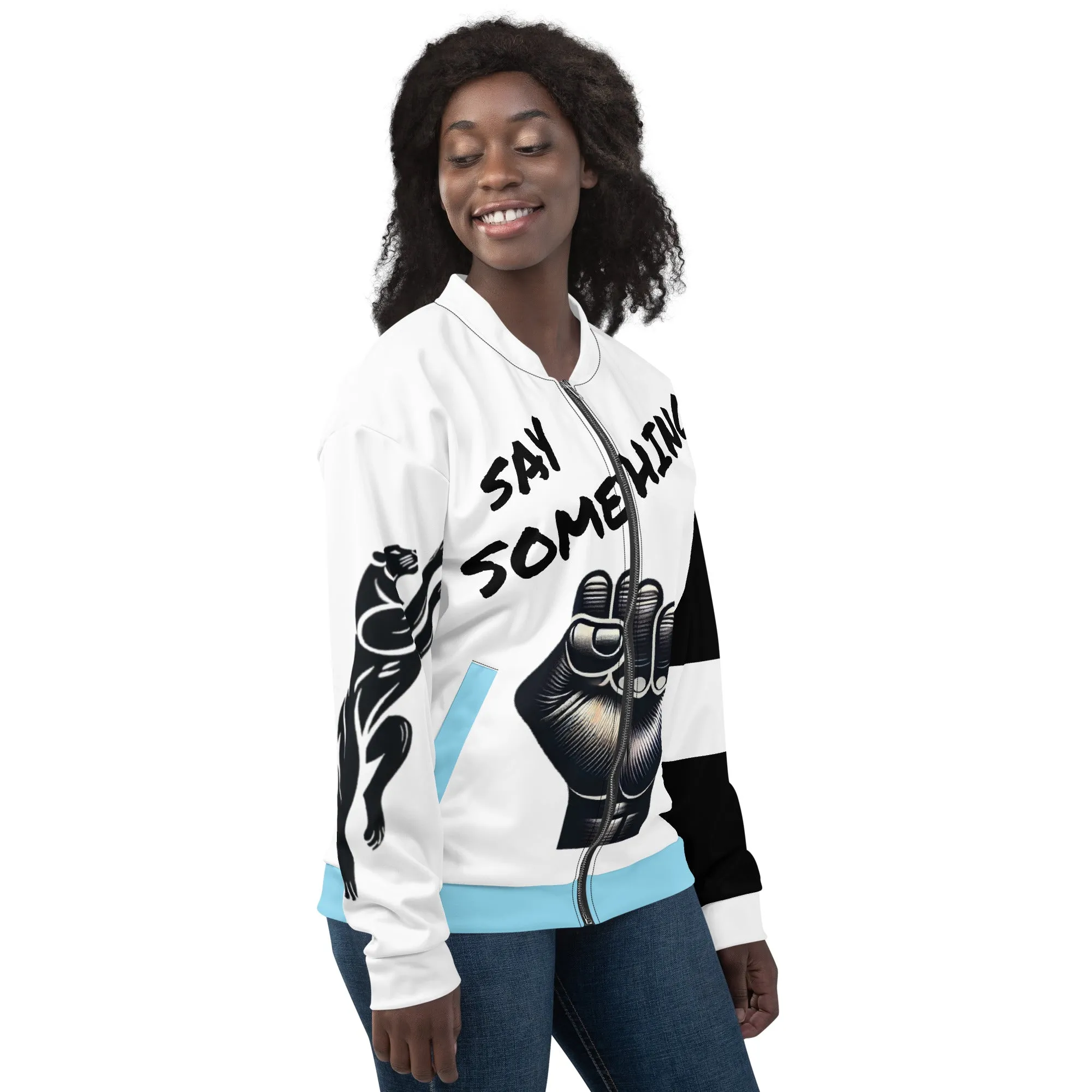 Say Something Unisex Bomber Jacket - Male