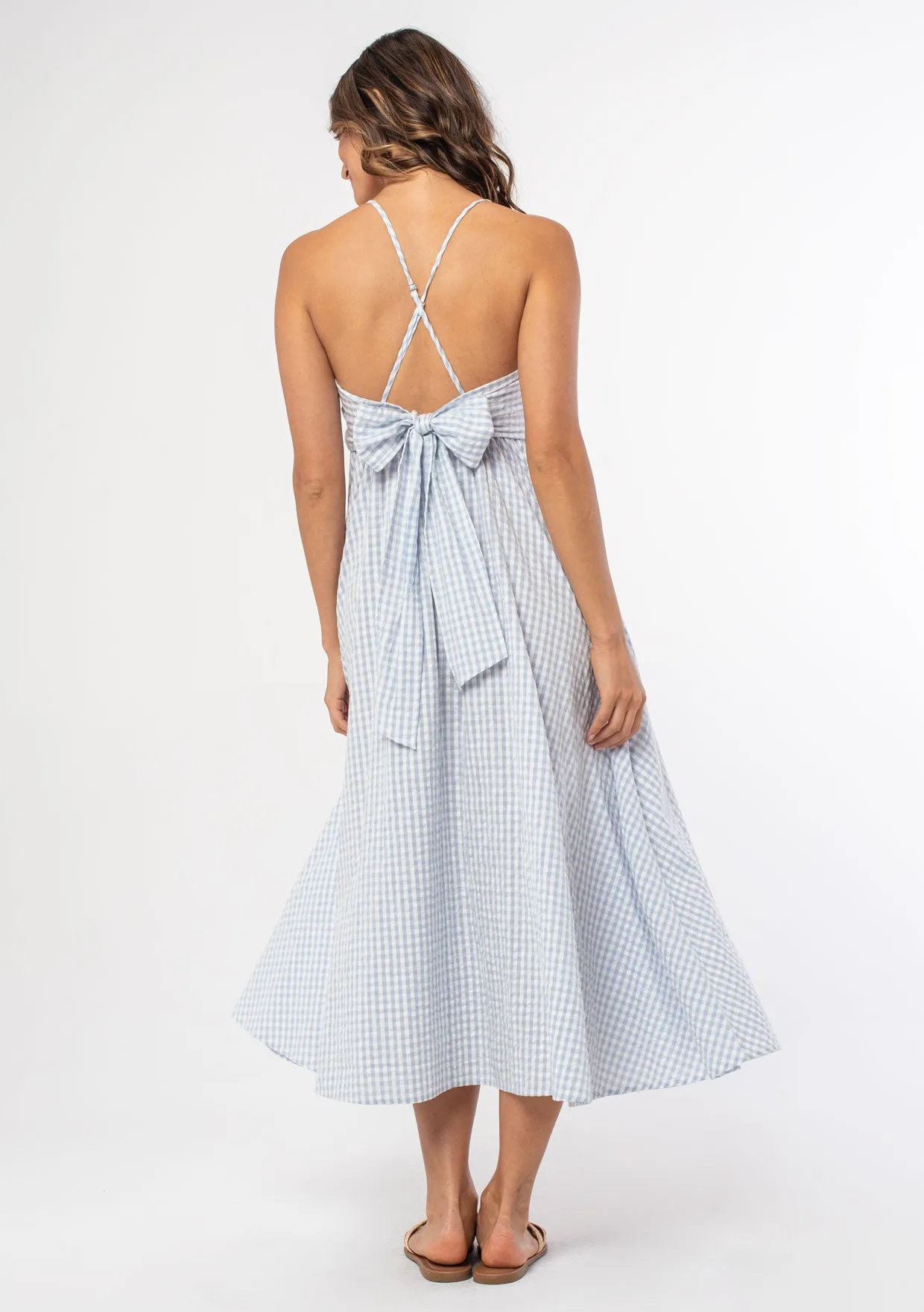 Seaside Gingham Midi Dress