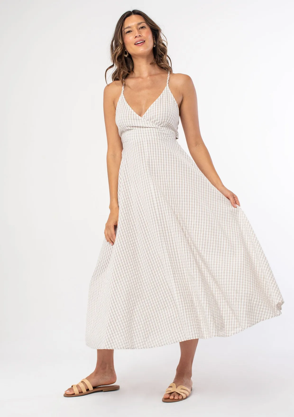 Seaside Gingham Midi Dress