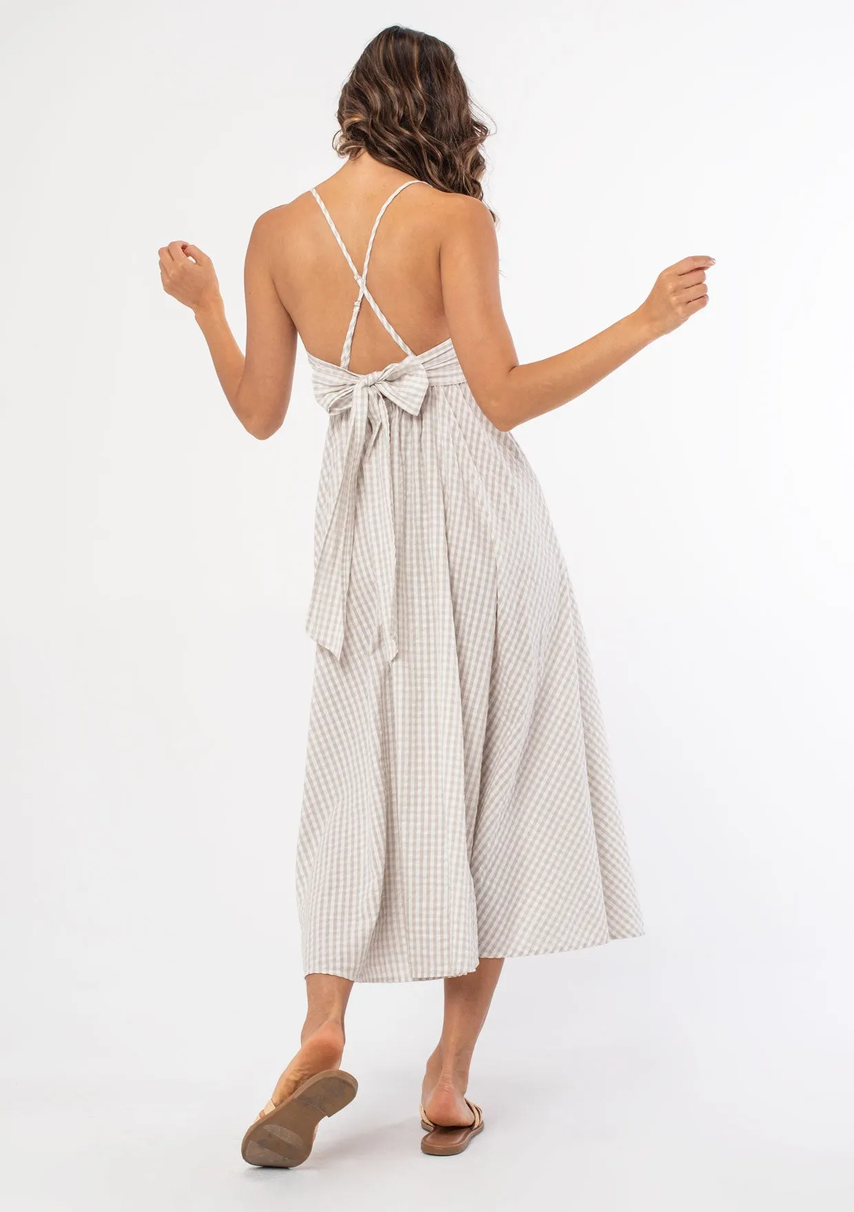 Seaside Gingham Midi Dress