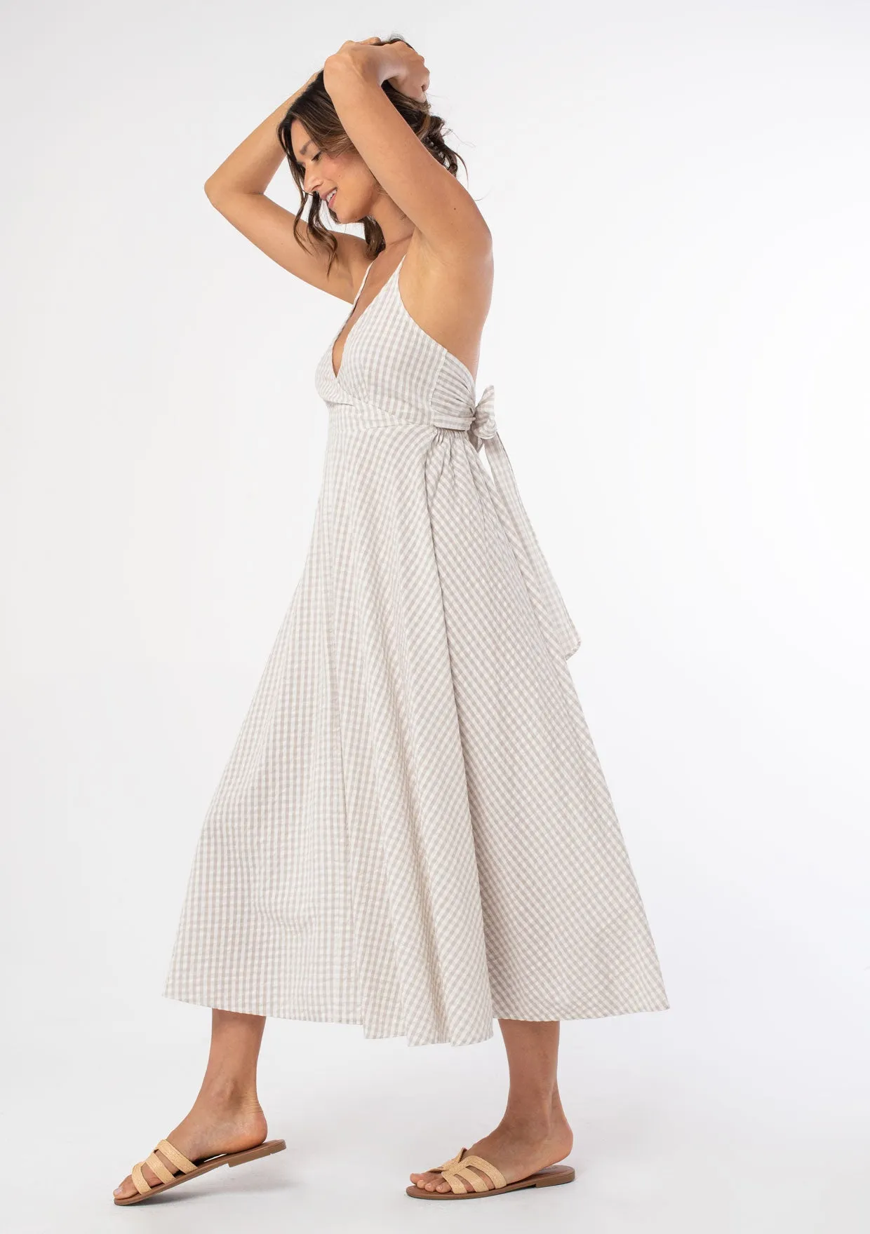 Seaside Gingham Midi Dress