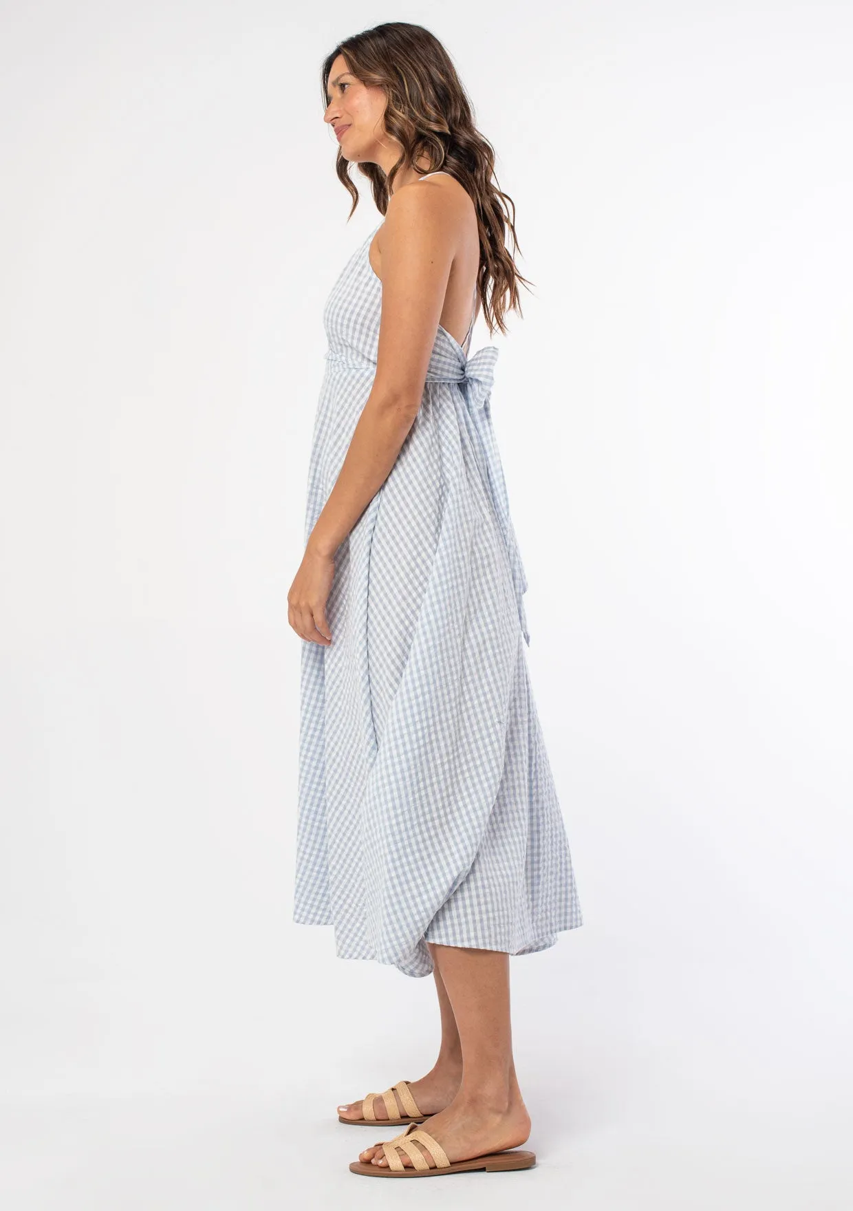 Seaside Gingham Midi Dress