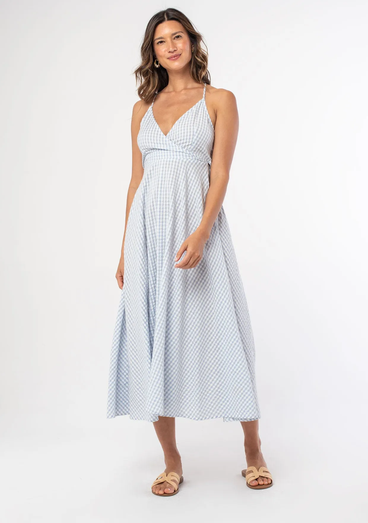 Seaside Gingham Midi Dress