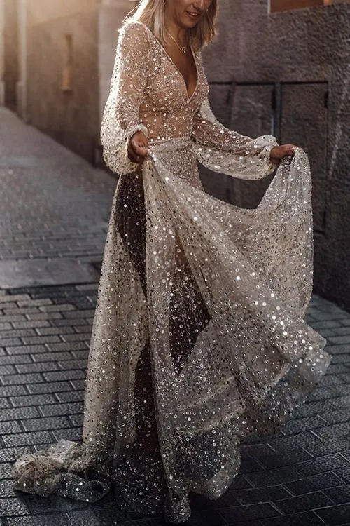 See Through Backless Maxi Dress