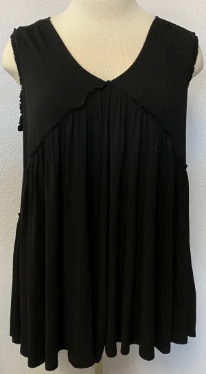 SLEEVELESS V-NECK RUFFLE TOP
