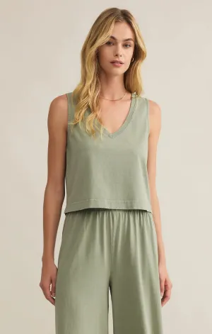 Sloane V-Neck Tank-Avocado