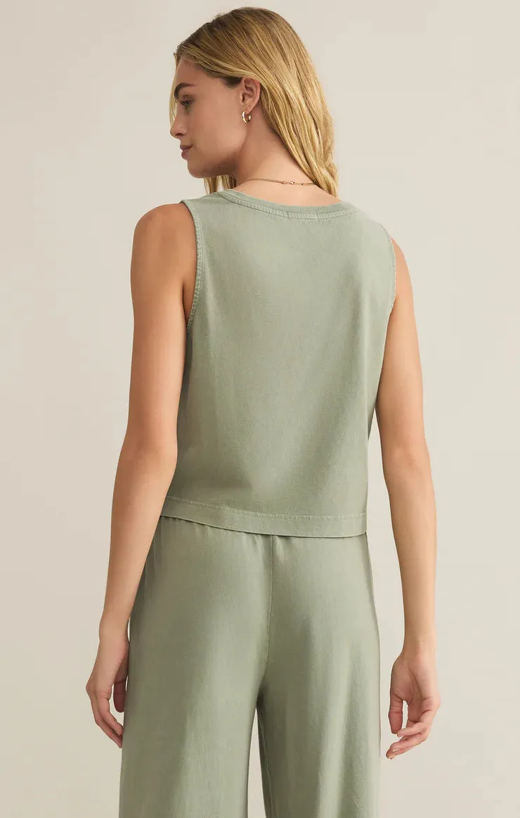 Sloane V-Neck Tank-Avocado