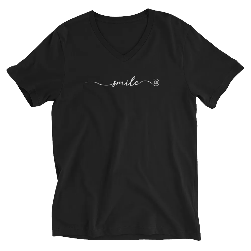 Smile Short Sleeve V-Neck T-Shirt