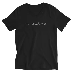 Smile Short Sleeve V-Neck T-Shirt