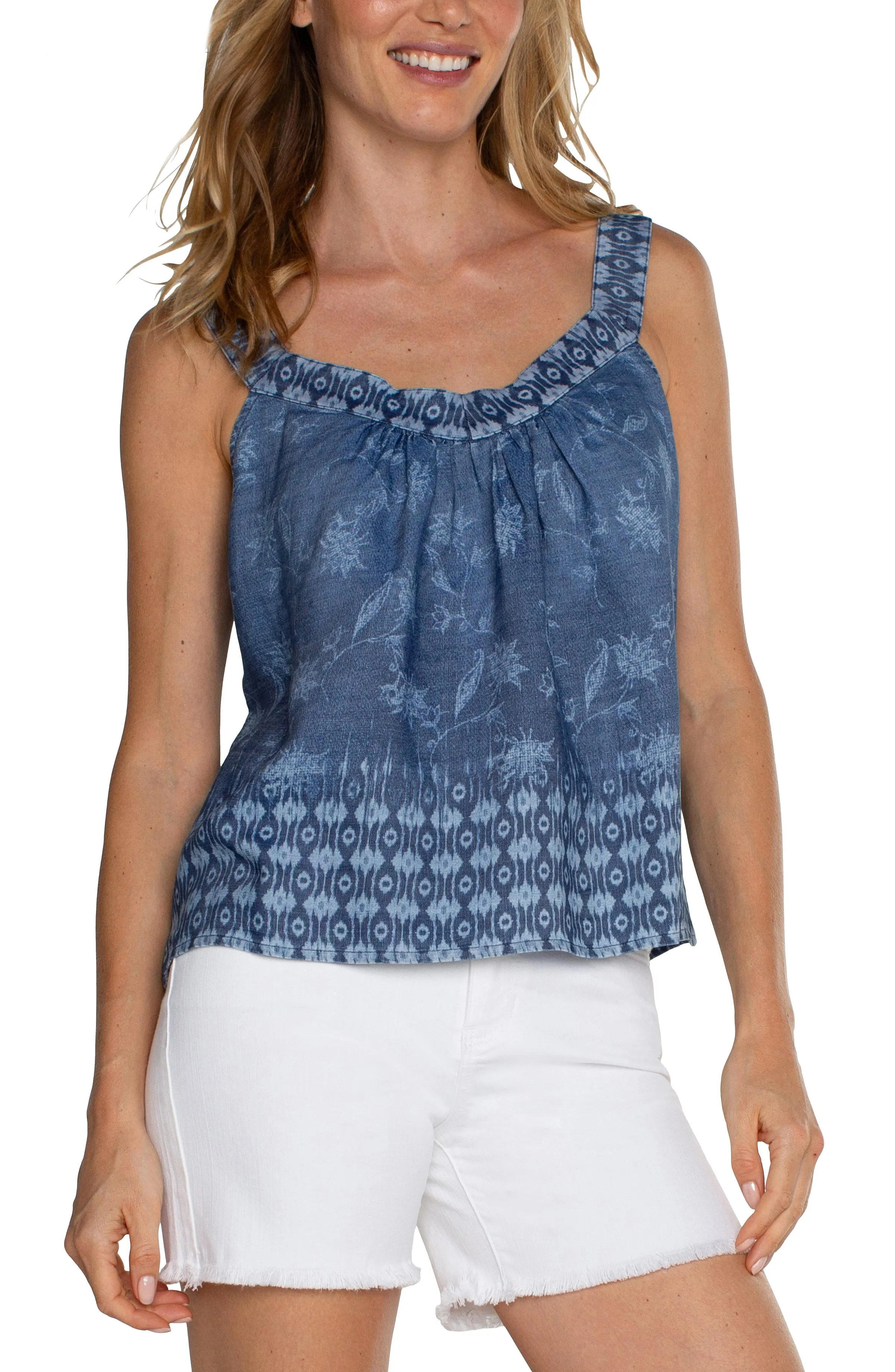 Smocked V-Neck Tank
