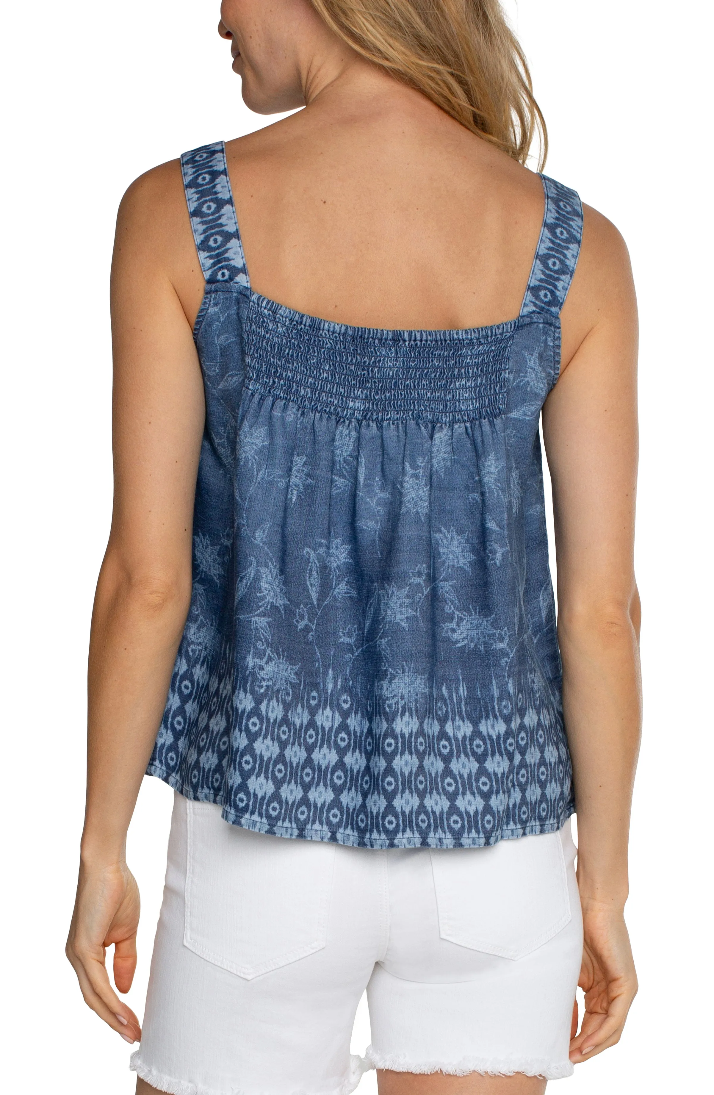 Smocked V-Neck Tank