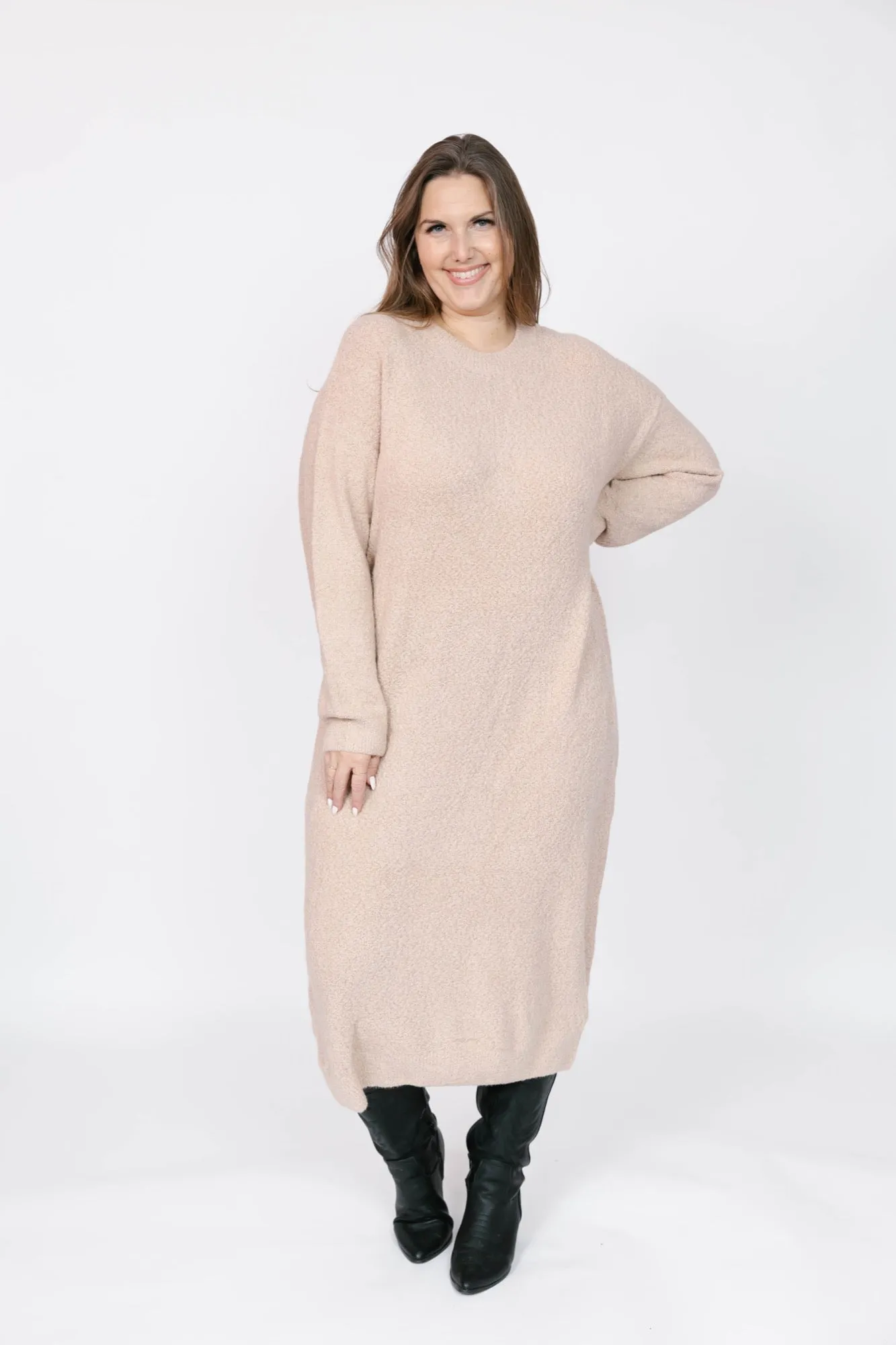 Soft Love Midi Dress in Light Brown