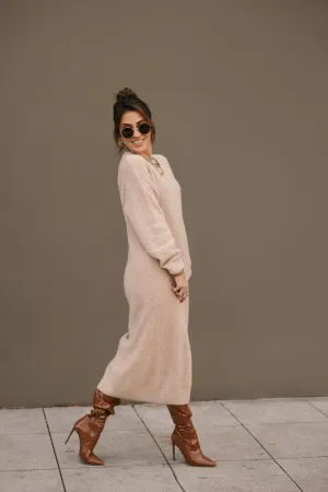 Soft Love Midi Dress in Light Brown