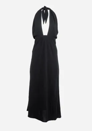 Solid Cross Over Halter Midi Dress