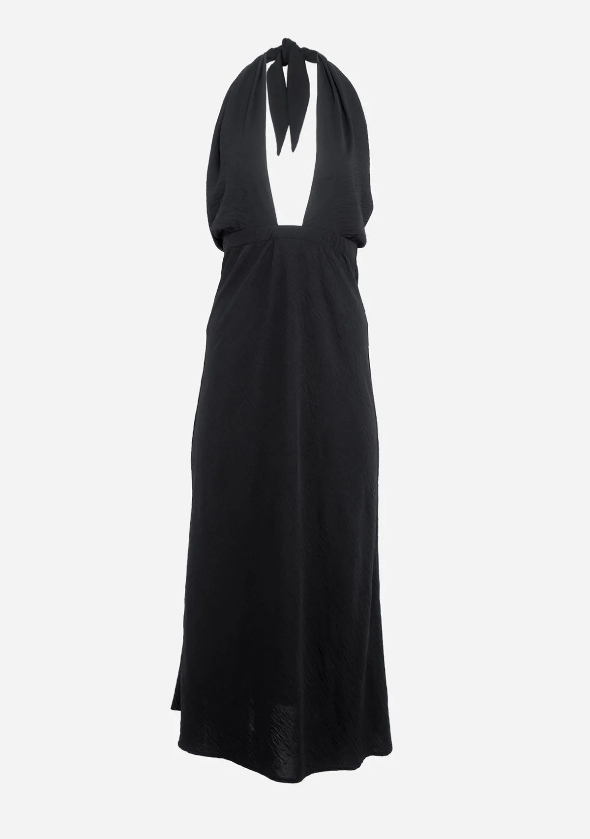 Solid Cross Over Halter Midi Dress